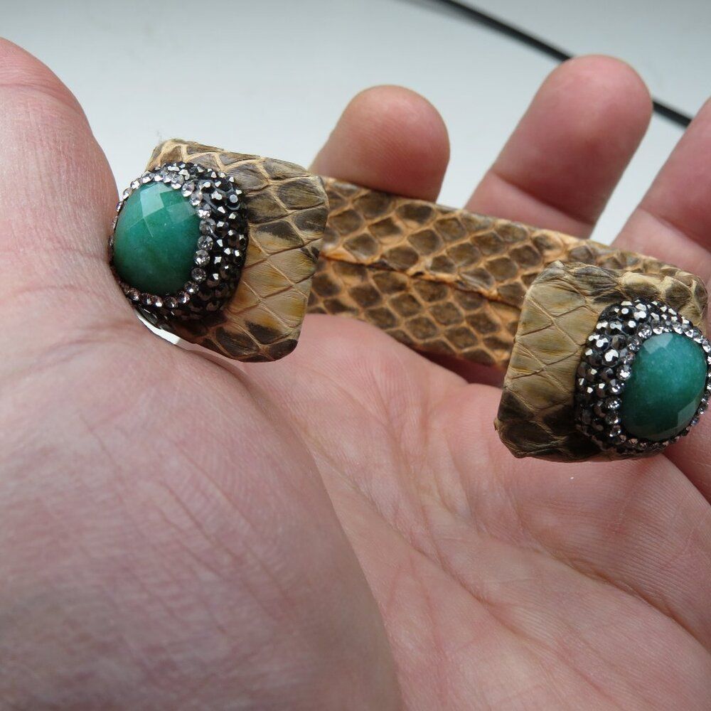 $300 Hematite Turquoise Leather Bangle